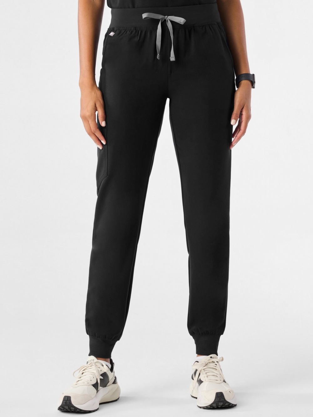 Figs Black Jogger Pants with Gray Drawstring